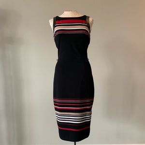 White House Black Market Black Dress with Stripes